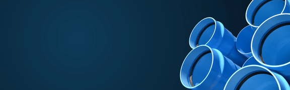 Abstract blue gradient background with Molecor MoPVC pipes