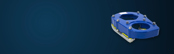 Abstract blue gradient background with Haldi hydrant safety clamp