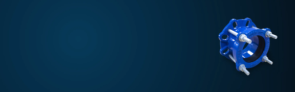 Abstract blue gradient background with universal flange adaptor