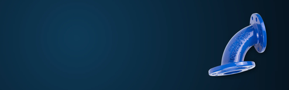 Abstract blue gradient background with Ductile Iron bend fitting