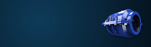 Abstract blue gradient background with cQuick2 encapsulation collar