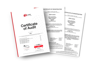 R2M certification documents displayed including audit and management system certificates demonstrating compliance and industry standards